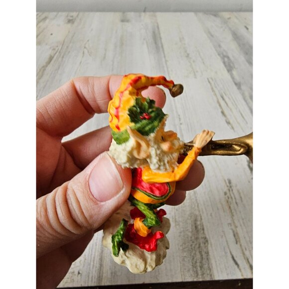 Enesco snapper trumpet elf North Pole village vintage figurine 1989 Xmas decor - Picture 8 of 9